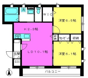 クオーレ久我山　２０１　間取り図